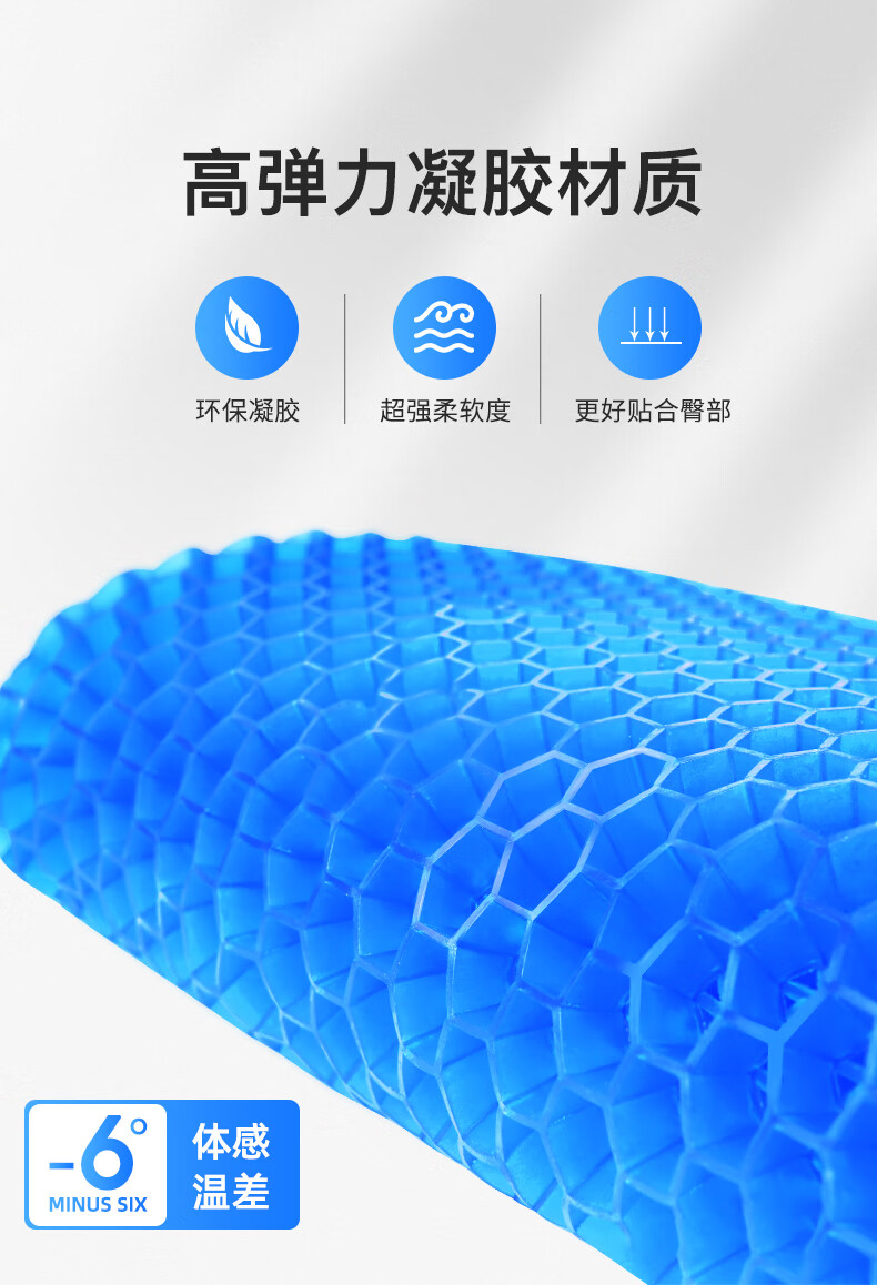 灰妮子美妆工具蜂窝凝胶坐垫久坐车家凝胶冰垫凉座垫垫透气腰靠垫降温 1个装