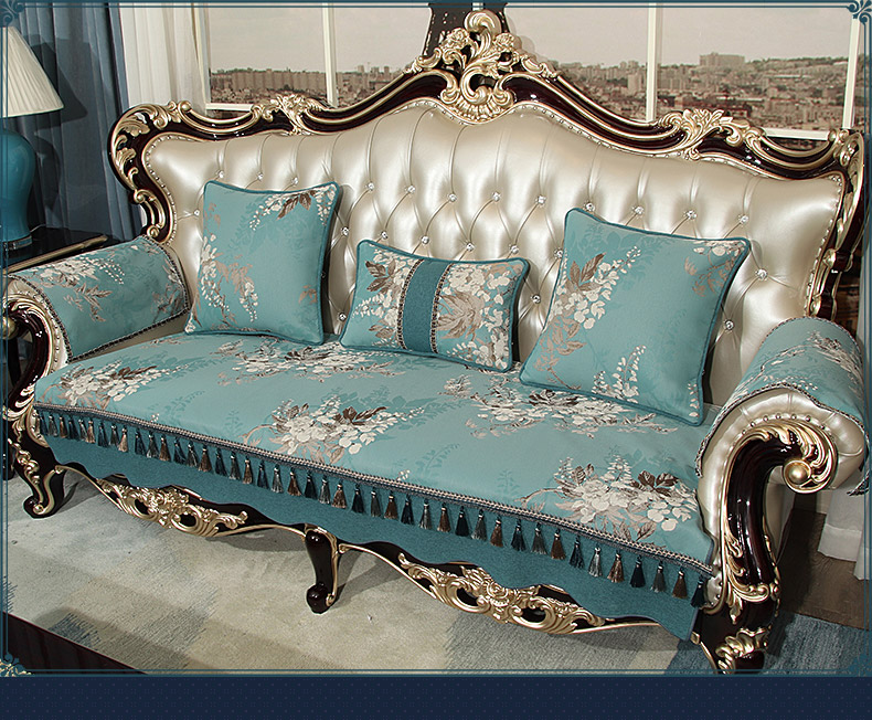 欧式沙发垫高档奢华防滑实木四季通用布艺客厅组合美式皮沙发套罩a
