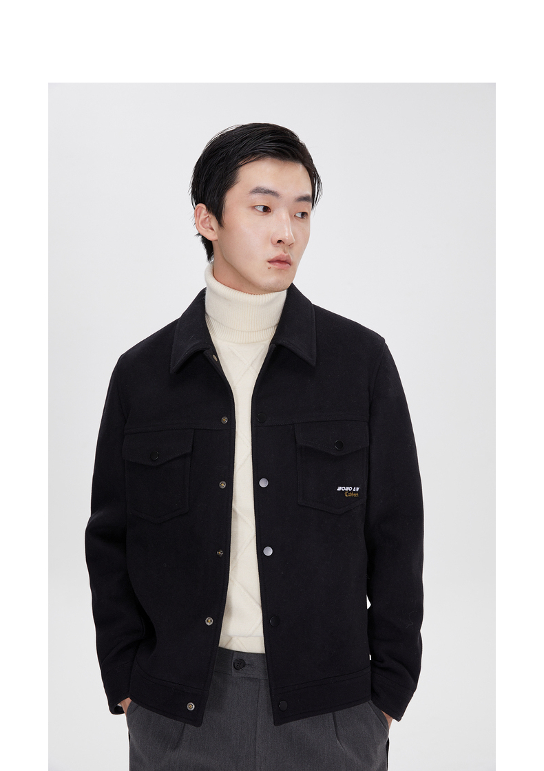 卡宾男装黑色夹克外套秋冬复古小鹿绣花绣金潮流牛仔型a 煤黑色01 54