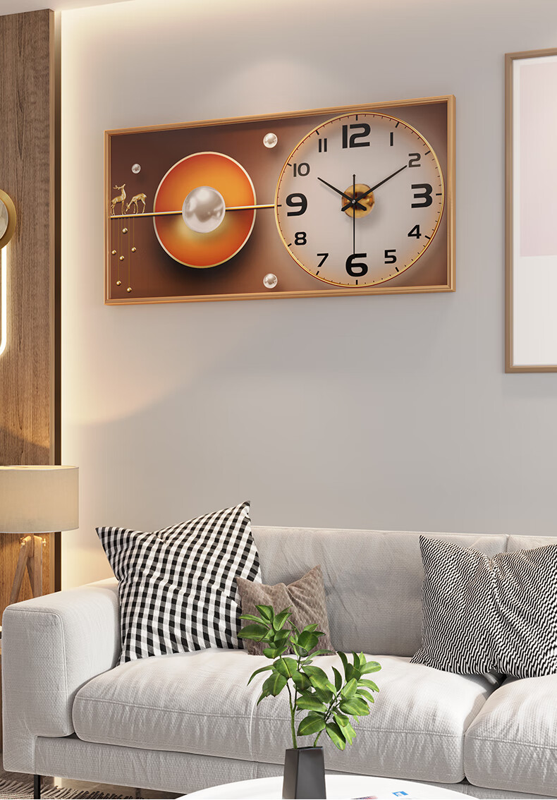 康巴丝compas客厅装饰画挂钟沙发背景墙壁饰创意万年历钟饰组合挂画