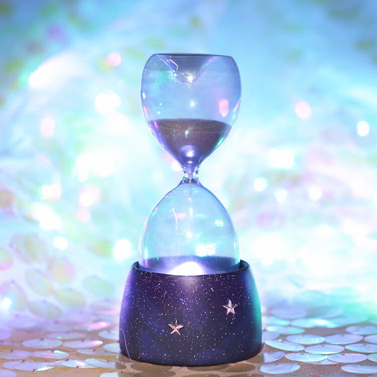 圣诞节新年少女心房间装饰品摆件星空带灯沙漏计时器生日粉萌礼物 b带