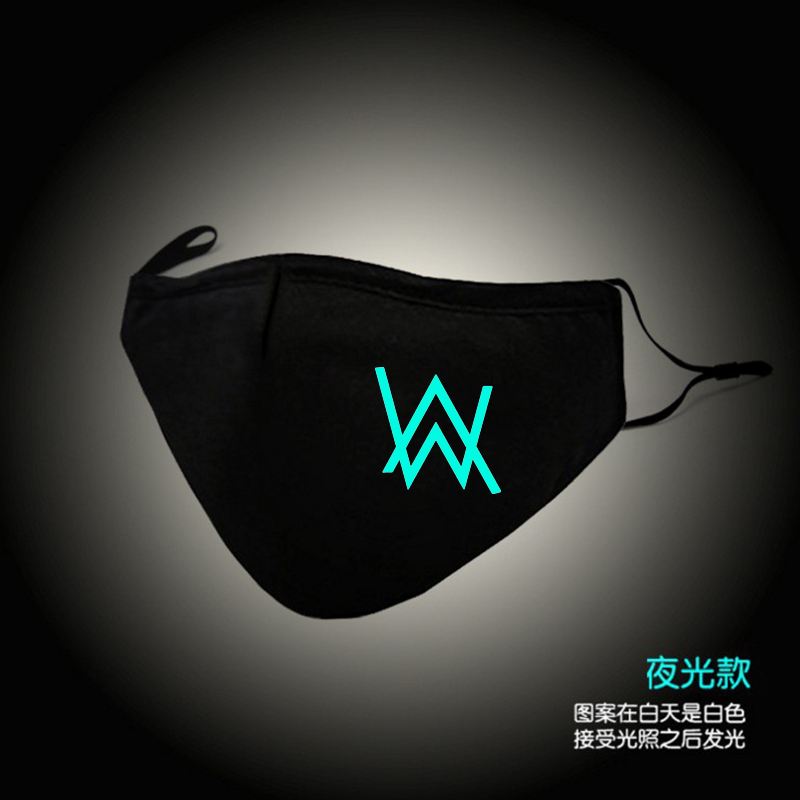 卢卡利新品口罩夜光立体字面具艾伦沃克夜光款