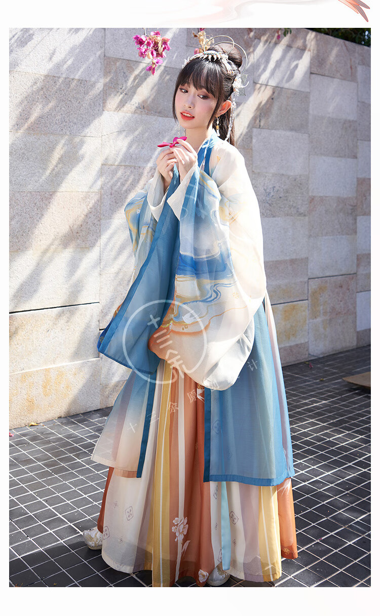 十三余小豆蔻儿白燕天女印花广袖大袖衫汉服外套女装白燕天女大袖衫