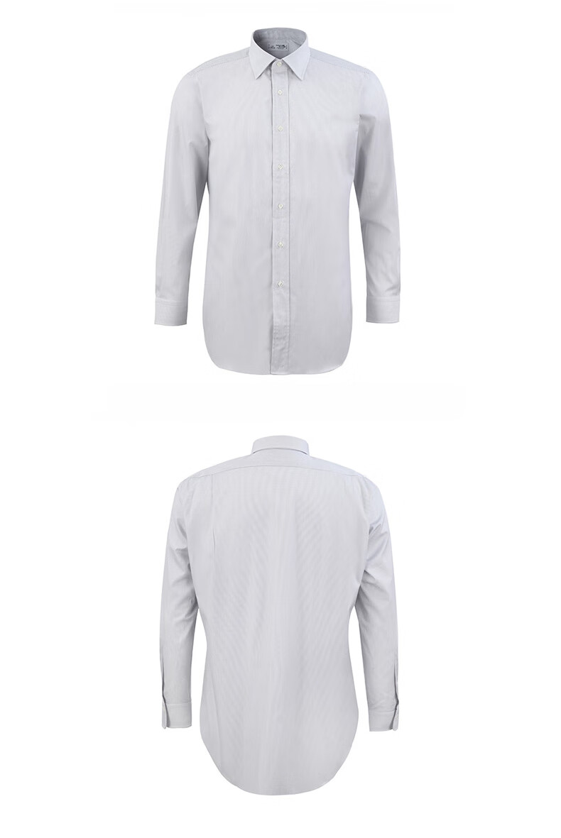 镰仓男士衬衫半开领舒适条纹商务长袖衬衣kamakurashirts浅灰色154183