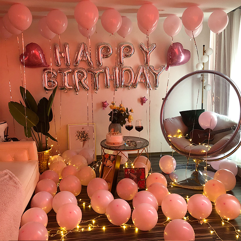 生日气球布置 生日装饰布置浪漫儿童生日派对 彩灯拉旗 生日套装17