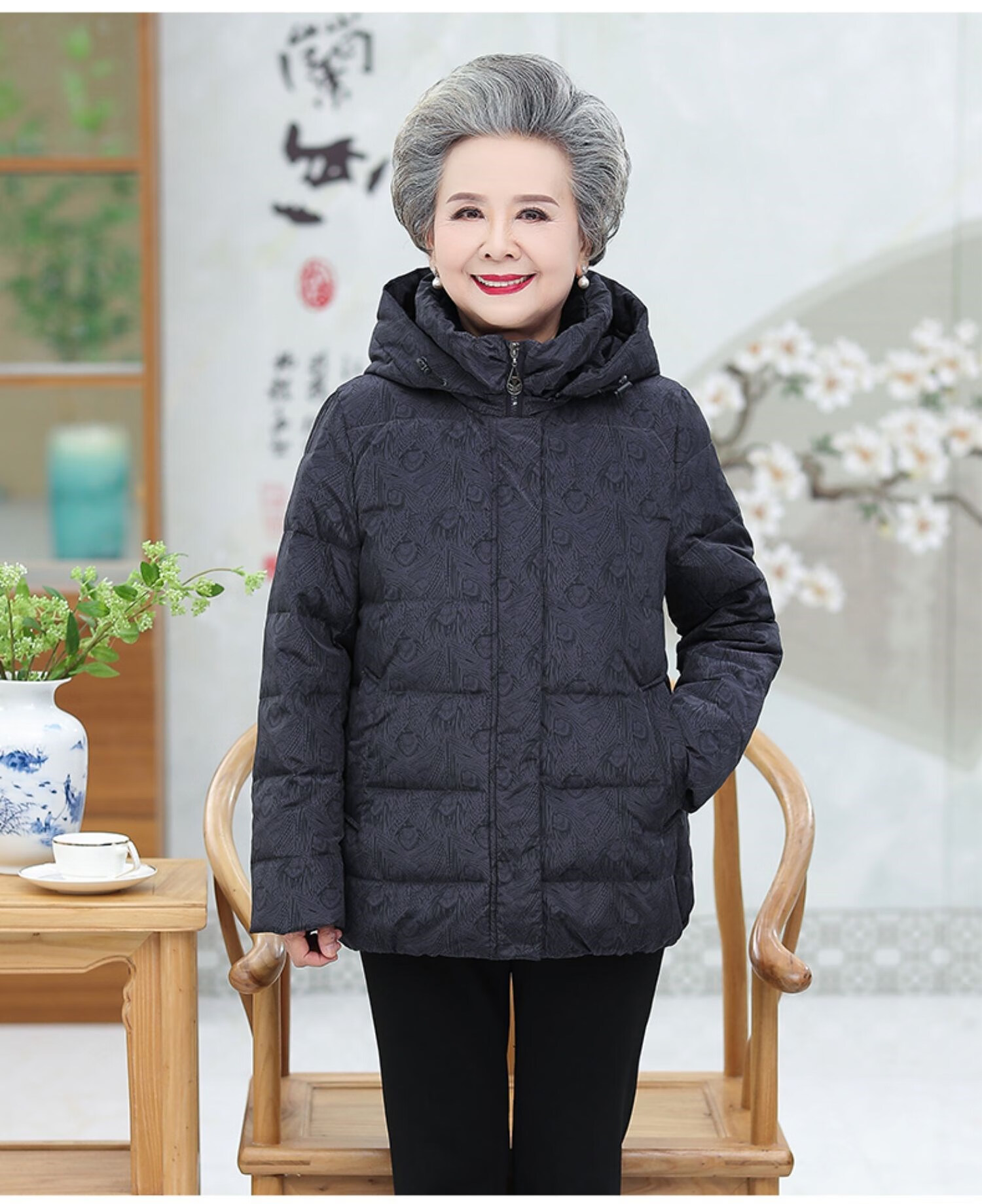 yaya鸭鸭服饰中老年人冬装女奶奶装羽绒服加厚外套-岁老太太洋气上衣