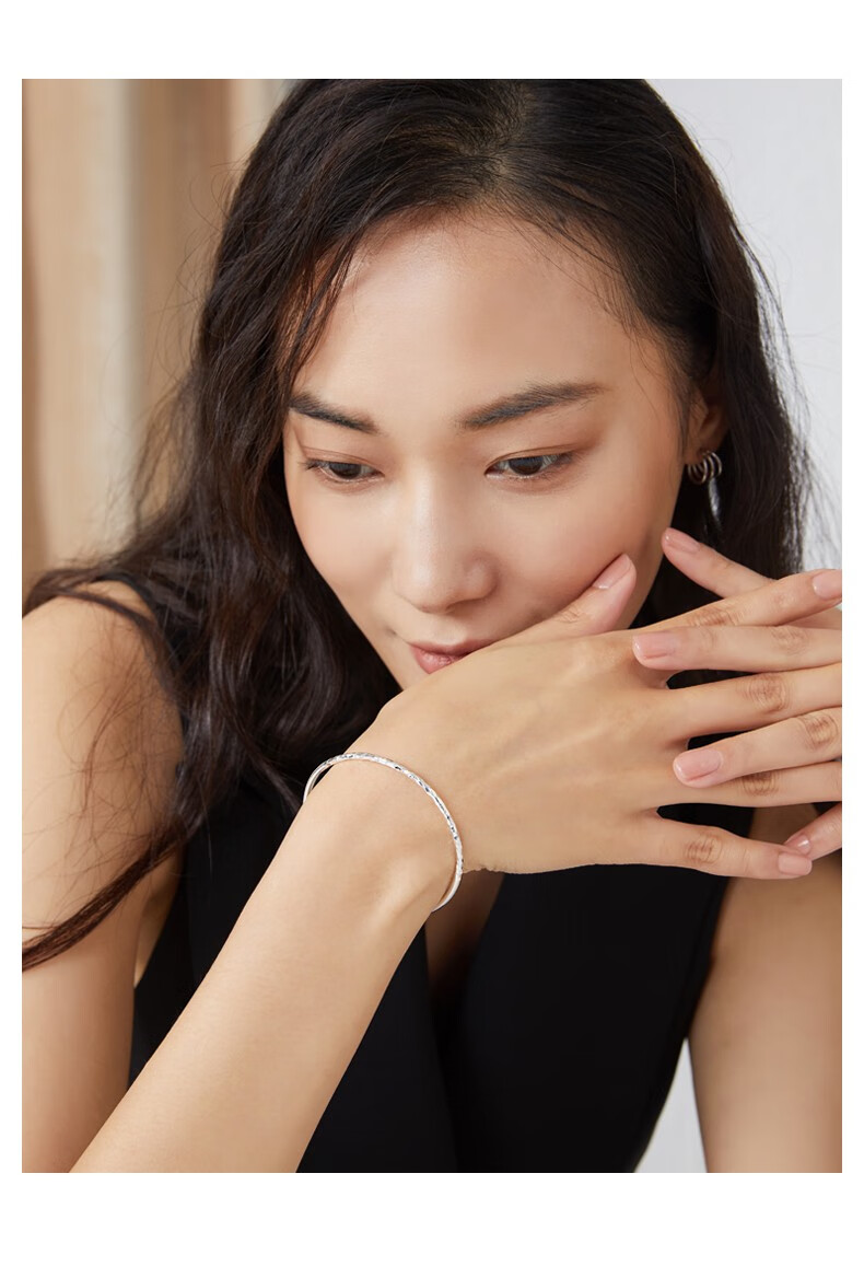 【中秋节礼物】老银铺s999银手镯女年轻款银手饰学生女款银镯简约实心