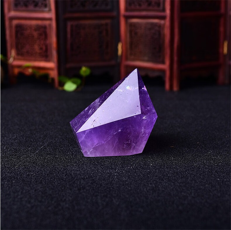 纳善阁 天然紫水晶块紫水晶柱居家摆件六棱柱紫色水晶随型水晶矿石