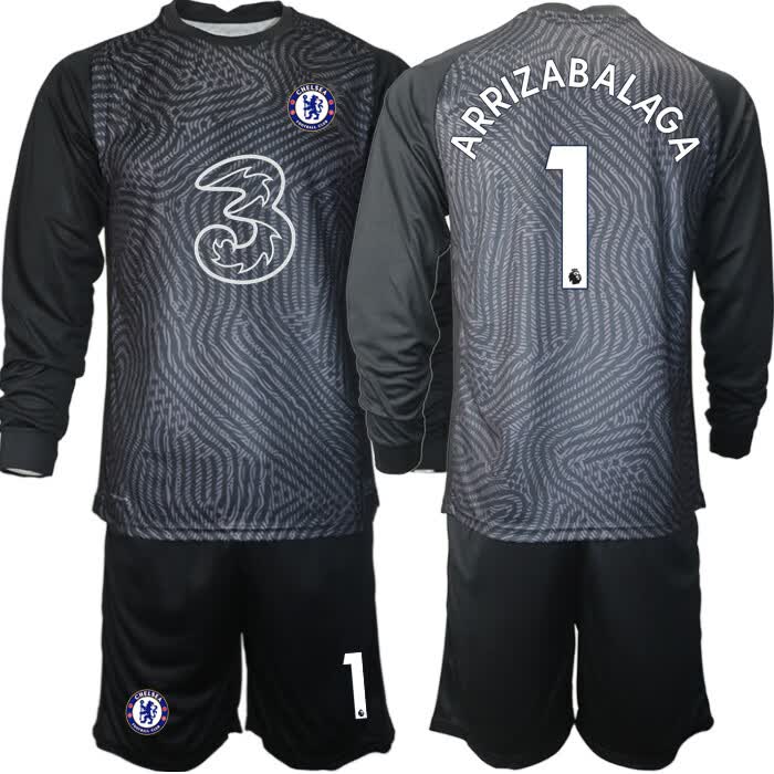 耐克切尔西守门员1号凯帕16号门迪门将服球衣儿童装足球服浅灰色短袖