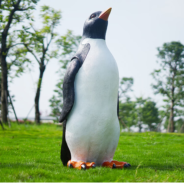 室外仿真企鹅摆件雕塑玻璃钢动物模型海洋馆道具冰雪世界主题装饰a款