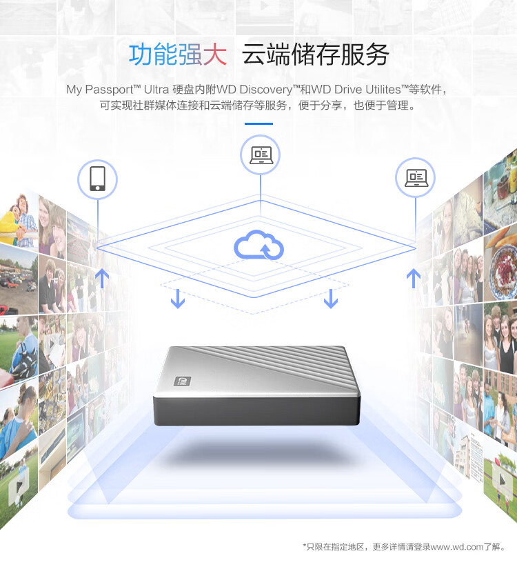 西部数据(WD)2TB USB3.0移动硬盘My Passport Ultra2.5英寸 银色金属外壳(硬件加密 自动备份)WDBC3C0020BSL