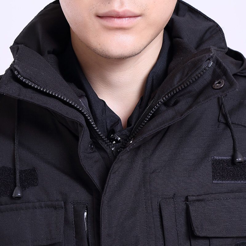 联防警棉黑色作训大衣保安棉服冬季加厚保暖防寒特训棉大衣活套警辅