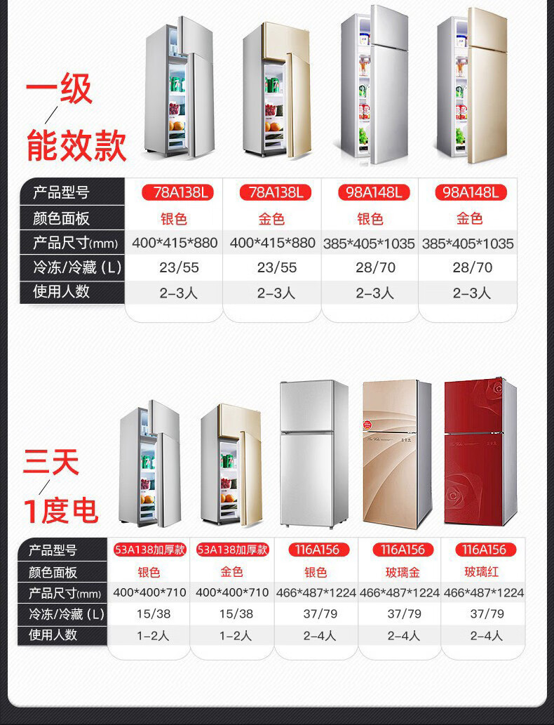 【京闪配送】夏新(amoi)小冰箱迷你双门 冷藏冷冻小型租房宿舍电冰箱