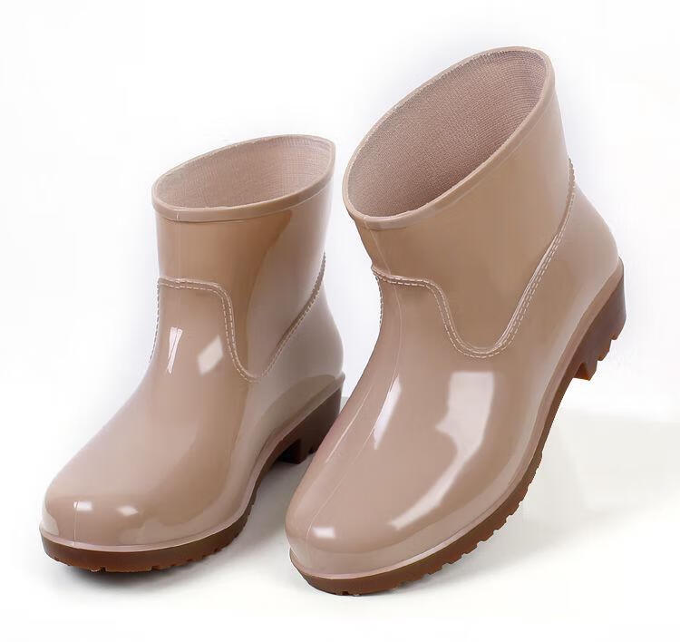 短筒水鞋女士中帮雨靴下雨鞋女式防滑防水加棉保暖胶鞋清洁劳保鞋