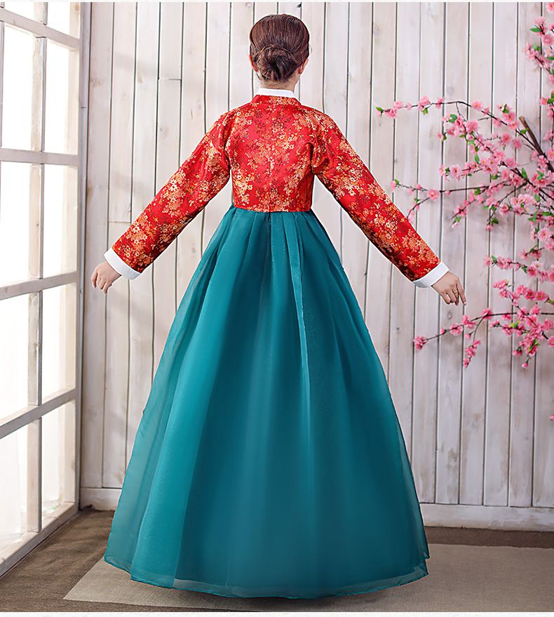 传统韩服古装女装朝鲜族民族服饰韩国婚礼写真大长今演出服舞蹈服蓝色