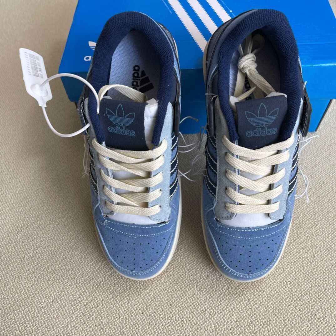 阿迪达斯(adidas)纯杨幂三叶草forum 84 low牛仔蓝线头低帮男女鞋板鞋