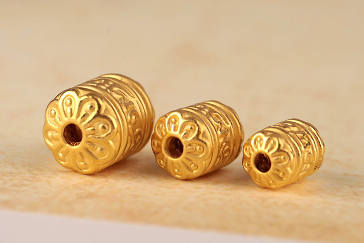 顺妃黄金999足金3d硬金7mm8mm10mm六字真言桶珠手链路路通圣诞节礼物