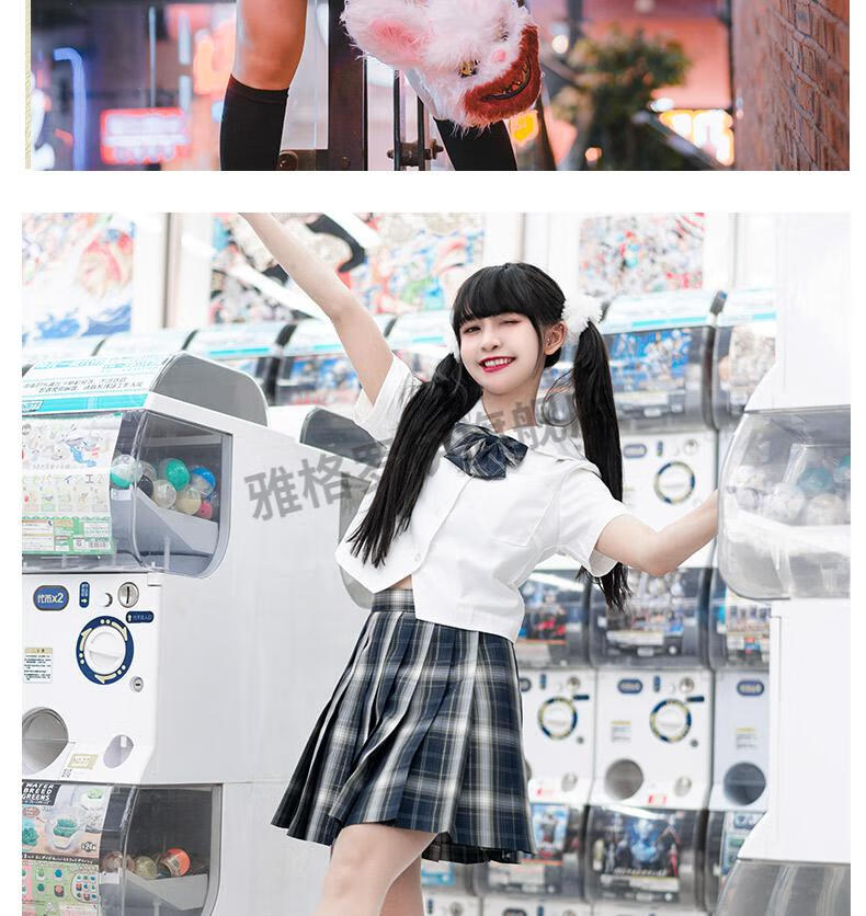 jk制服套装学院风夏季正统十字银河馆百褶短裙格裙版掉落爱mu未停42cm