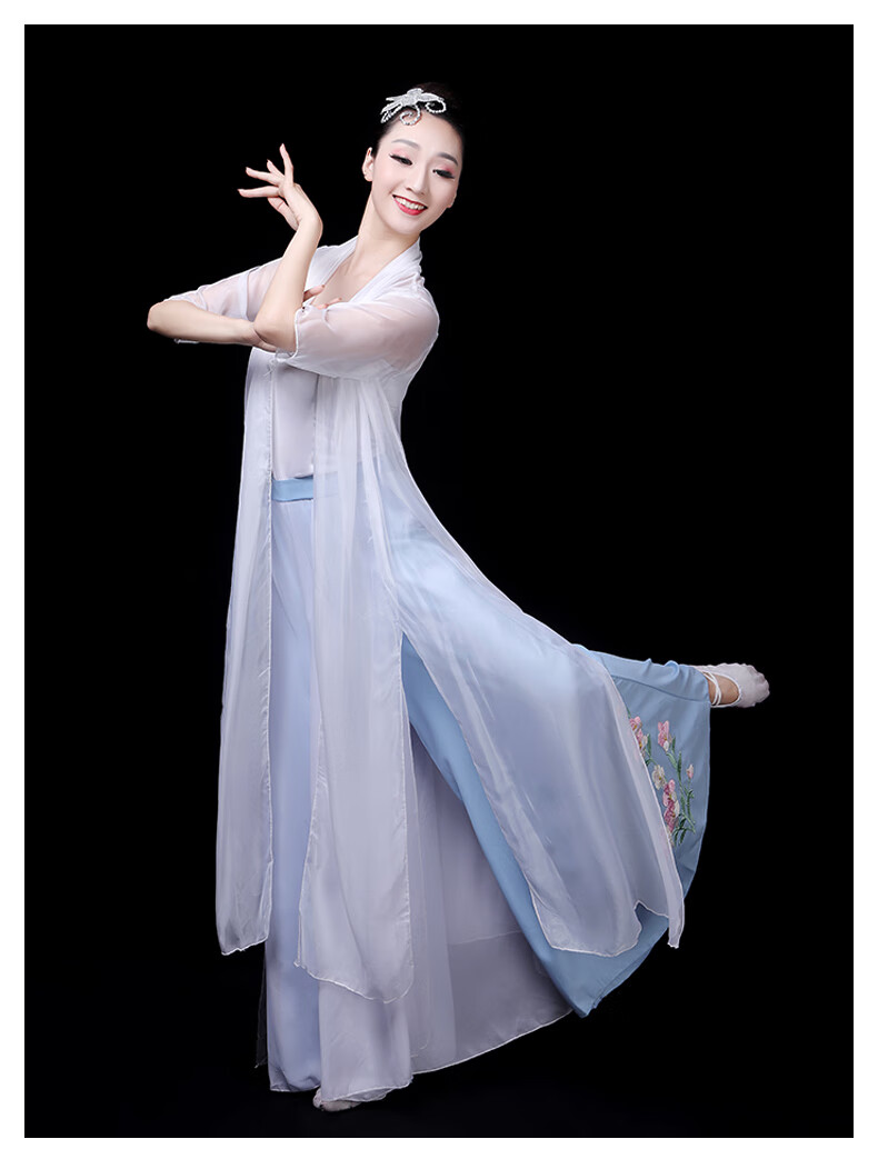 舞蹈服女飘逸中国风现舞演出服成人古典舞韵纱衣练功服女服装三件套s