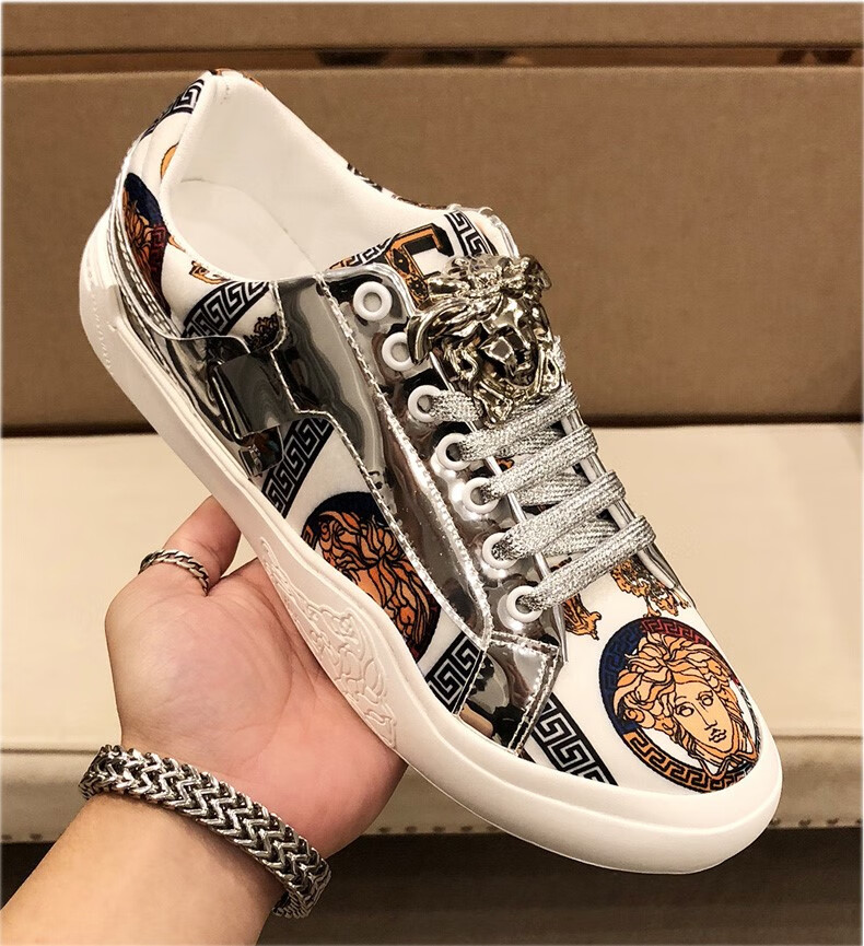 美杜·莎 瓦萨琪欧洲站男鞋秋季美杜莎男鞋潮牌百搭男士鞋白色休闲鞋