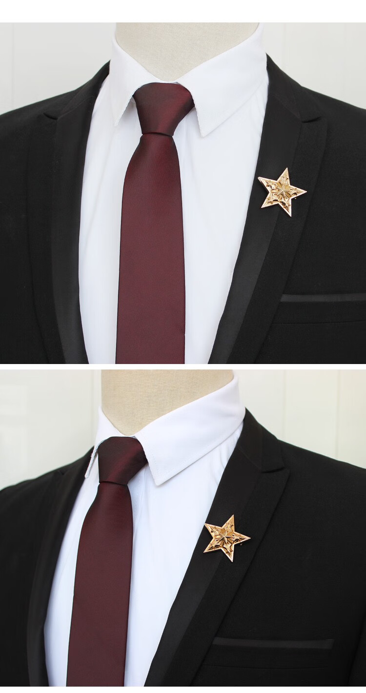 熙妃男士胸针合金复古五角星徽章胸章胸针男三色可选别针款西装配饰