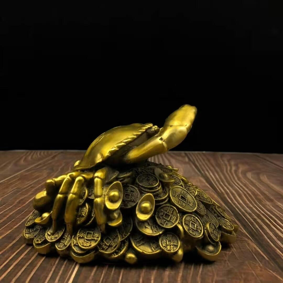 小米(mi)家居 横财螃蟹摆件纯铜金钱元宝蟹横财将军八方财办公室桌面