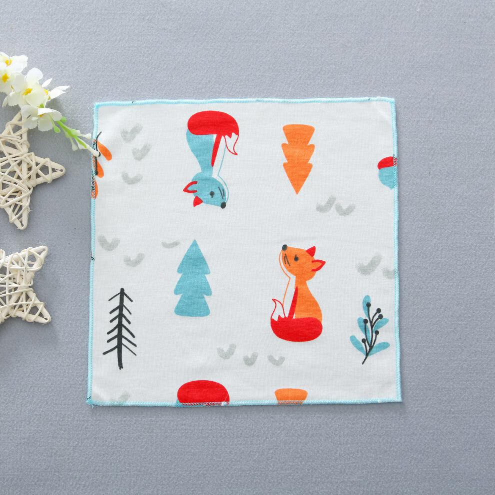 小手帕纱布儿童口水巾宝宝喂奶巾方巾2525纯棉手帕图案随机5条装