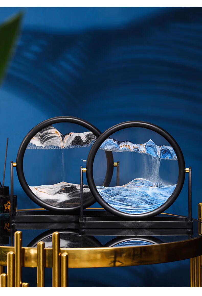 流沙画摆件创意解压沙漏摆件轻奢艺术流沙画办公室桌面客厅卧室装饰