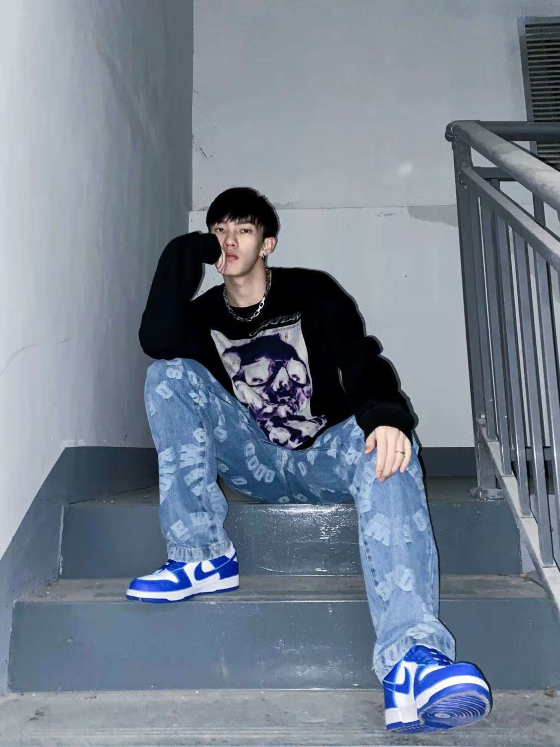 丹珏fff支线马思唯同款牛仔外套afgk提花夹克冬衣男女长袖宽松情侣装