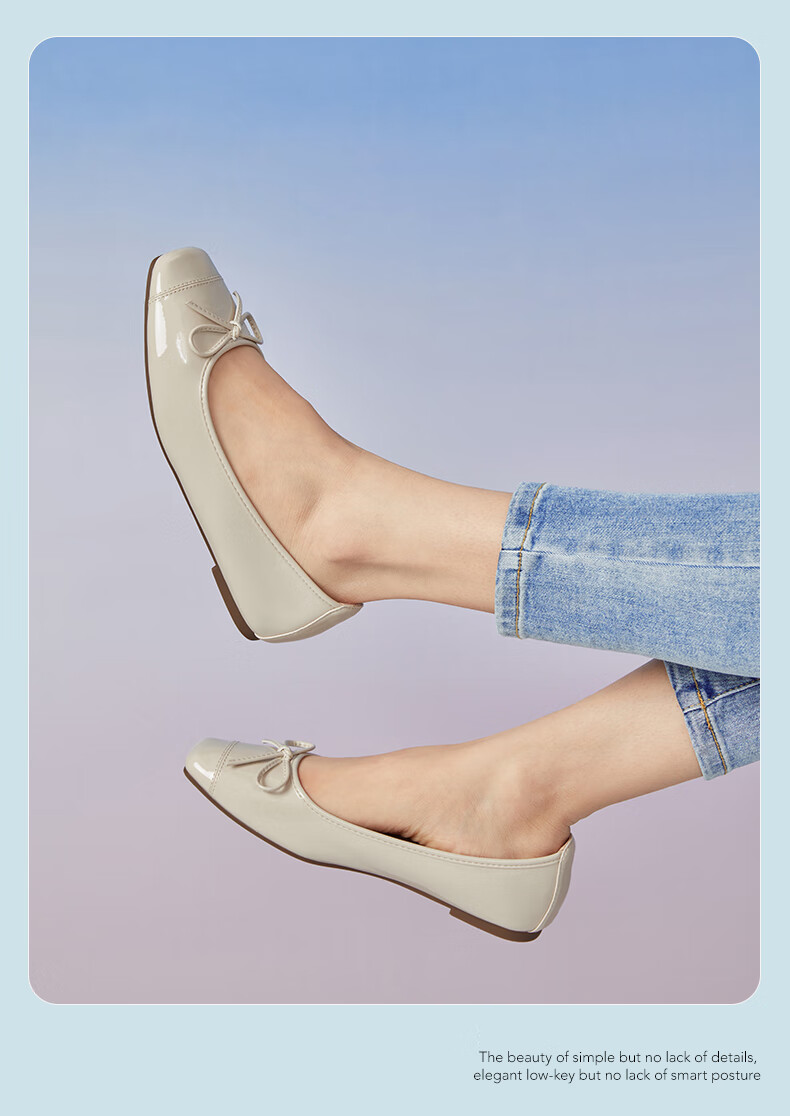 热风女鞋2022春季新款时尚百搭舒适平底单鞋女03米色34正码
