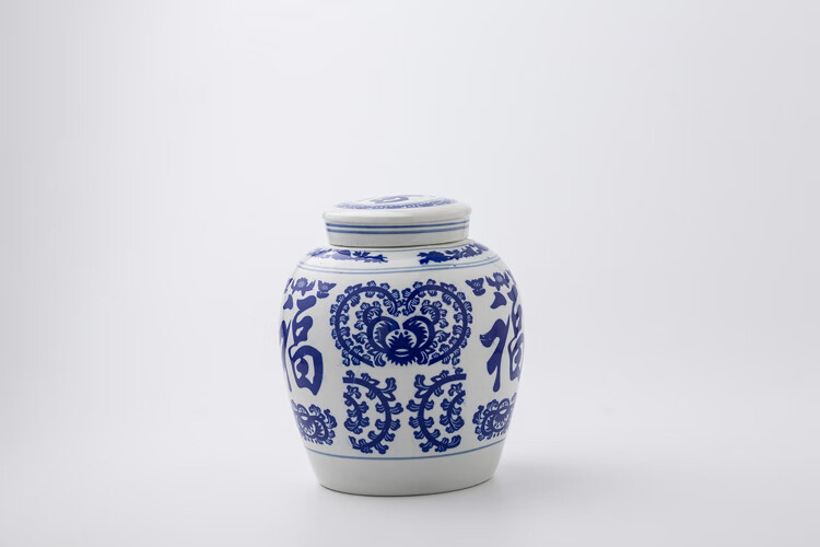 青花瓷骨灰罐 陶瓷灰坛小号迁坟罐大号青花瓷罐灰罐寿盒宠物殡葬用品