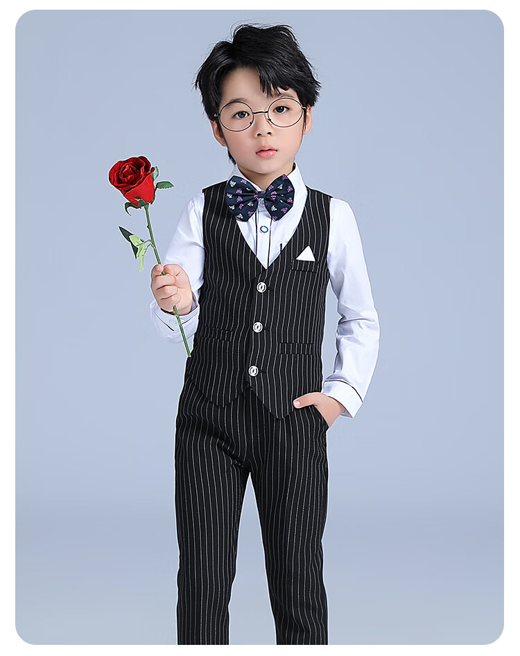 温格奥 新款儿童礼服男男童西装夏款花童西服小主持人服装演出服幼儿