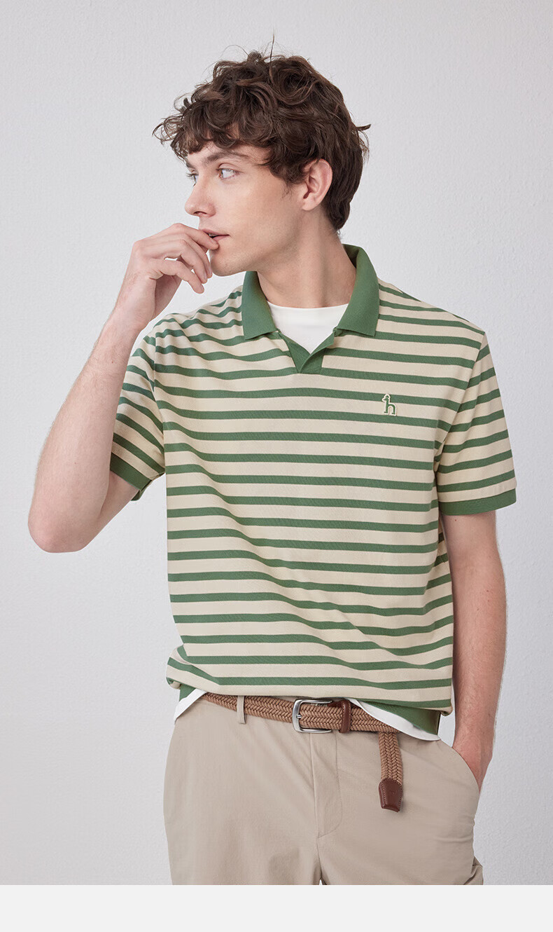 HAZZYS Men's Summer Color-Block Striped Casual Short Sleeve Polo Shirt ASTZE0BBE38 4