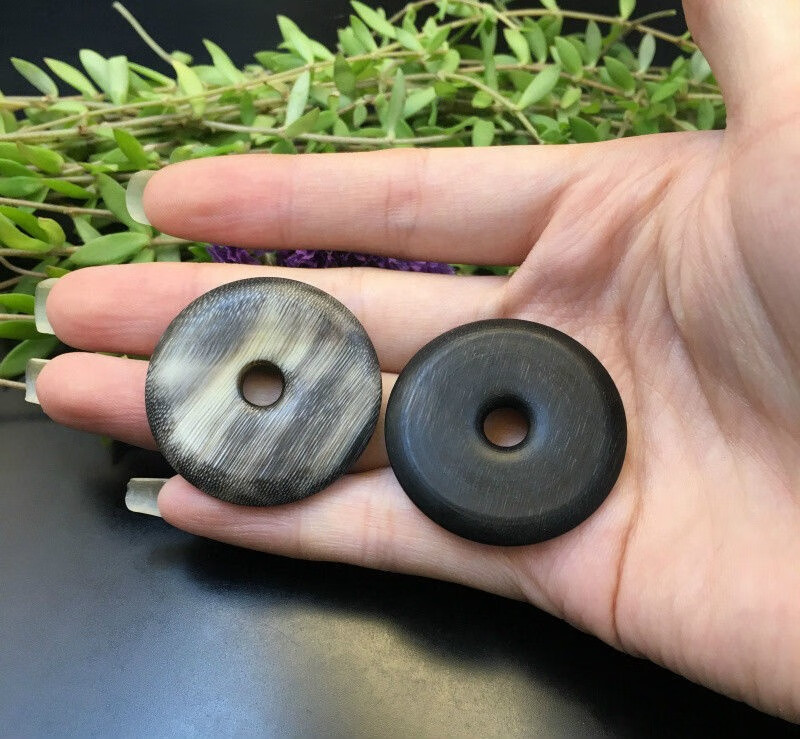 萃镶楼黑驴蹄子平安无事牌项链平安扣吊坠清晰鱼子纹似 驴蹄子平安扣