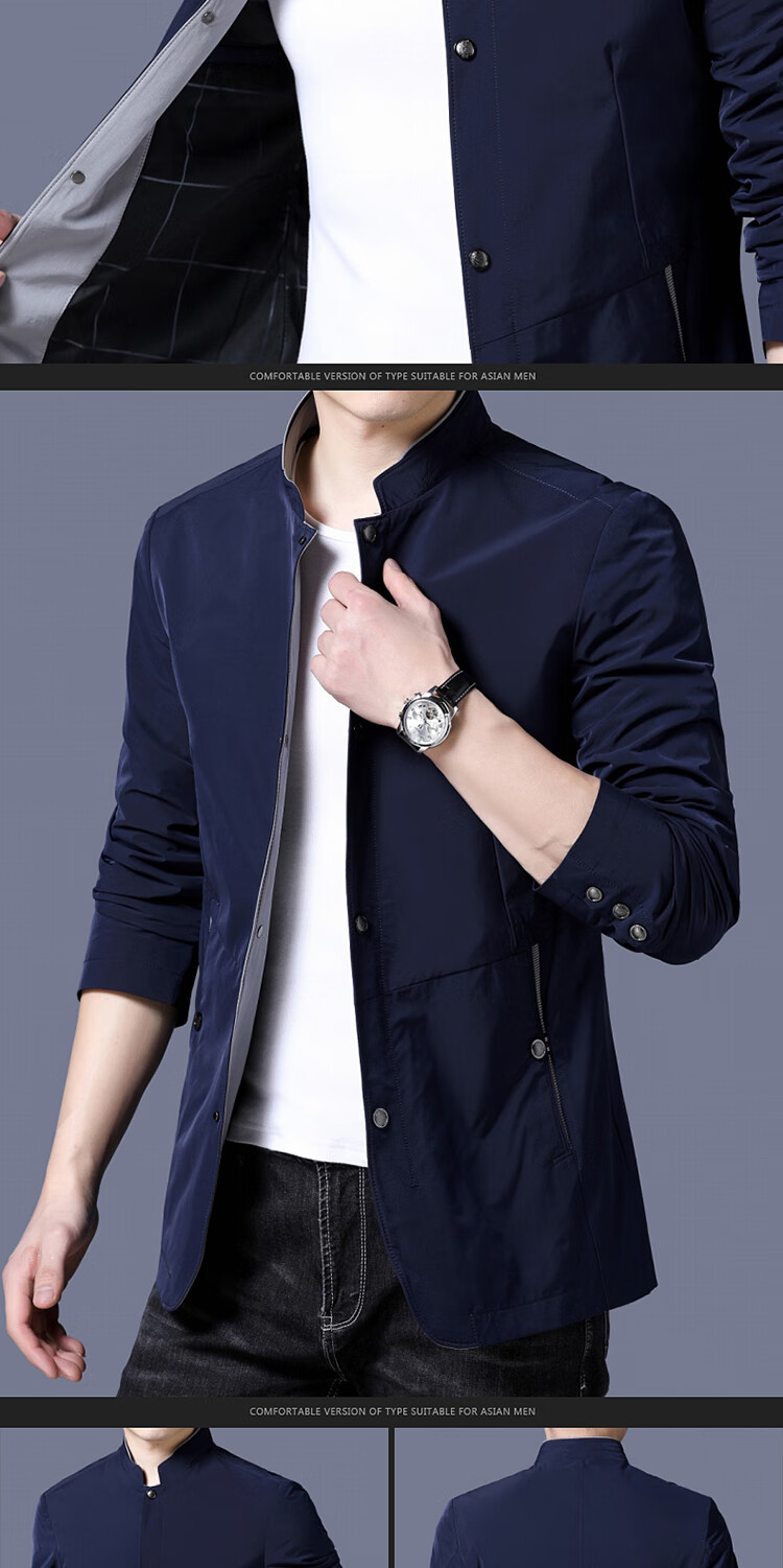 保罗斯尔丹轻奢品牌秋季男士夹克韩版青年帅气休闲外套男立领上衣服