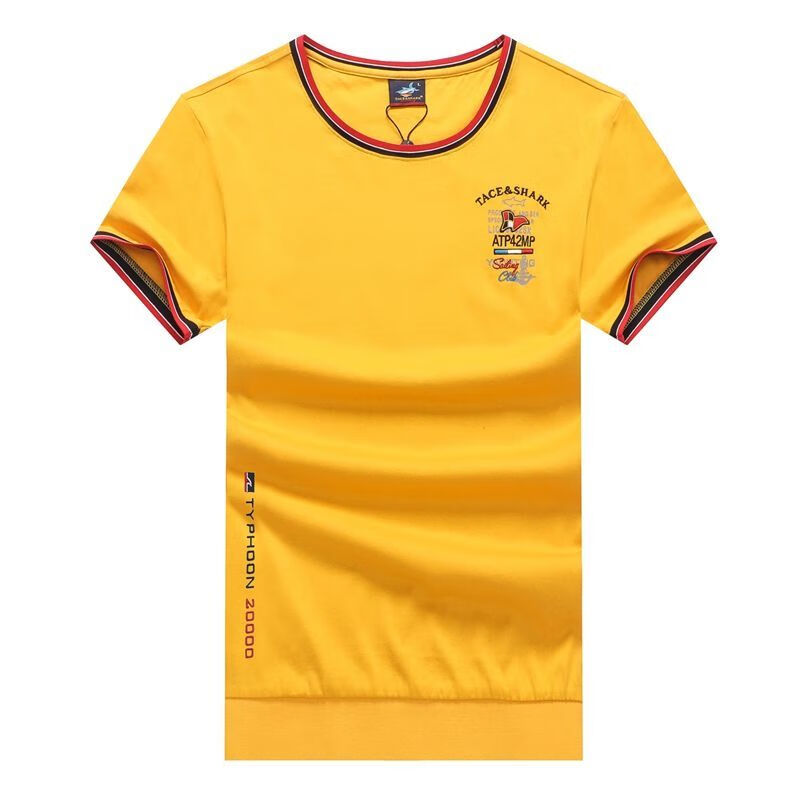 意大利鲨鱼服饰男装丅恤大码丝光棉男士圆领短袖t恤男纯棉潮流衣服中