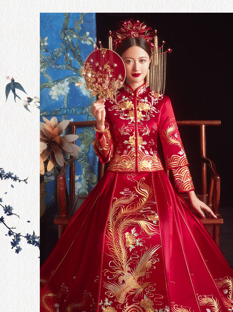 年新款显瘦中式结婚嫁衣礼服龙凤褂婚纱敬酒服婚服汉服成人男古风男装