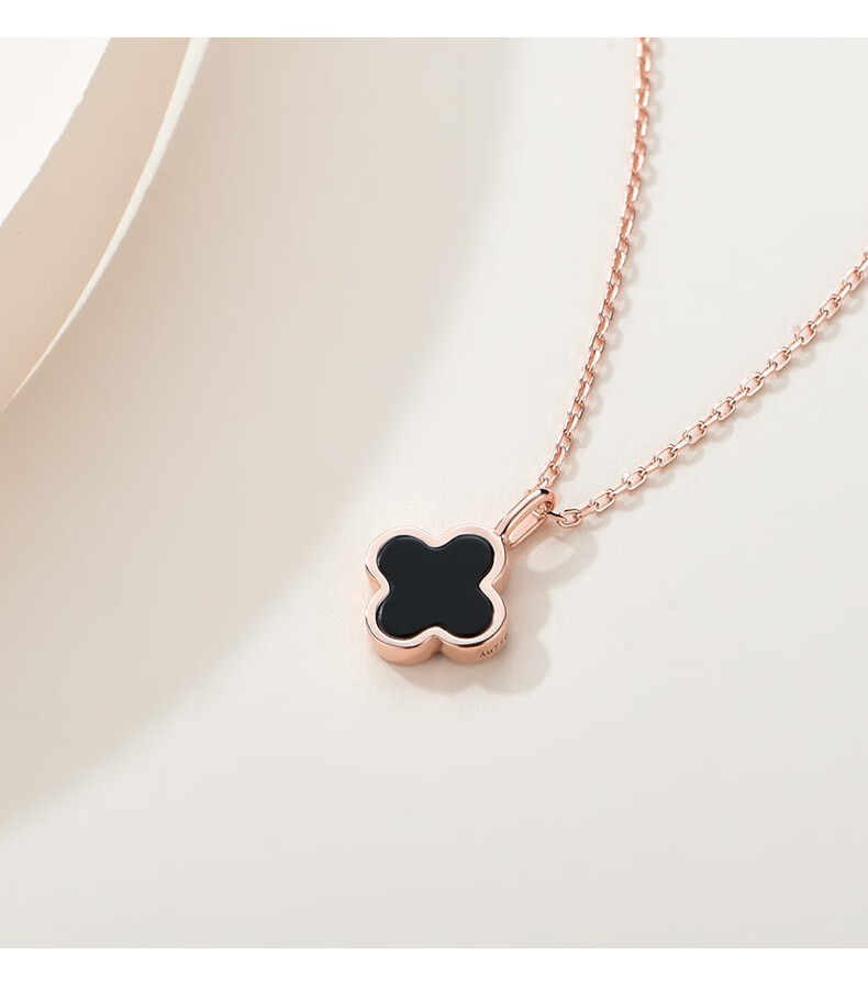 仁尼s925银四叶草项链女幸运四叶草吊坠玫瑰金色锁骨链时尚饰品送女友