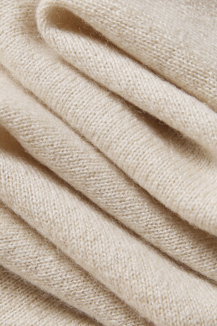 三宅·一生同款【】高原软黄金天然未染色原绒全成型卷边领套衫 花米