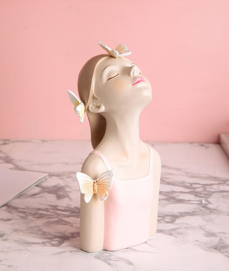 餐桌摆件轻奢蝴蝶抱花托盘女孩摆件北欧创意轻奢风客厅酒柜玄关摆设
