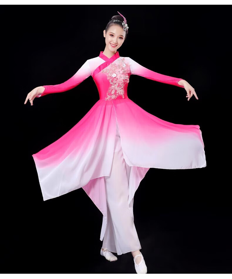 国庆古典舞演出服女飘逸淡雅扇子舞套装现代艺考茉莉花舞蹈服装定制款