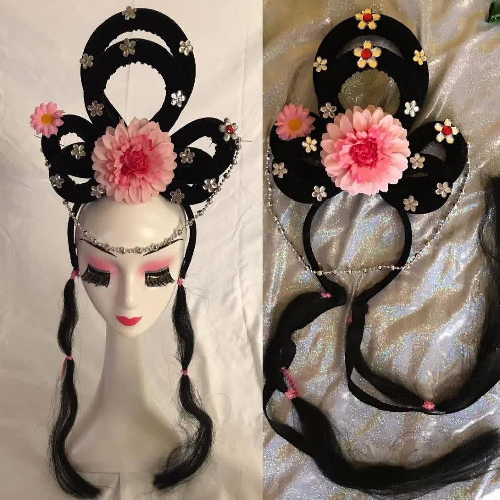 戏剧假发头饰花旦头饰古代小姐古装七仙女头饰黄梅戏头饰嫦娥头饰