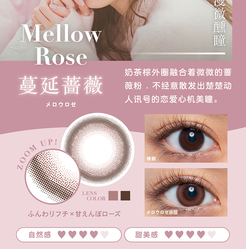 【日本直郵】野野村香音同款 Cheritta 日拋美瞳 10片 Mellow Rose 蔓延薔薇（粉紫色系）著色直徑13.2mm 預定3-5天日本直發 度數 -8.00(800)