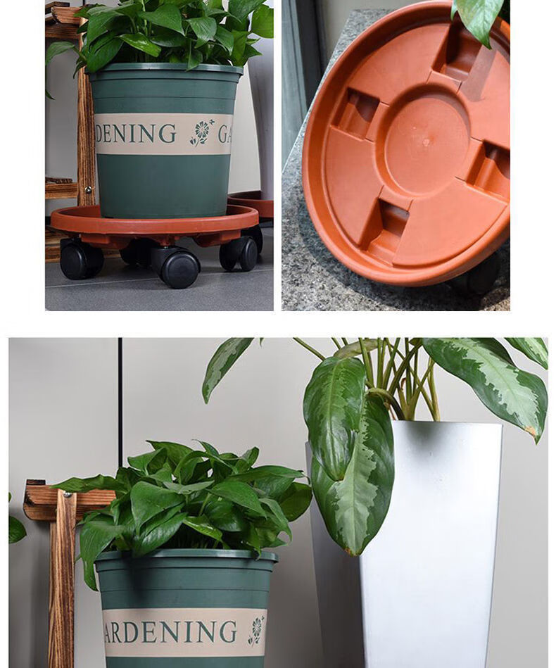 加厚移动花盆托盘滚轮树脂花盆架底座万向轮蓄水带轮花盆底盘盆栽 砖