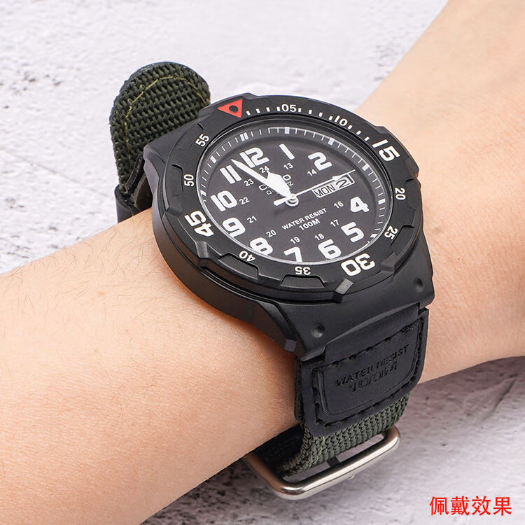 适用卡西欧尼龙表带西ae-1200wh/mrw-200/aq-s810w凸口18mm欧帆布表带