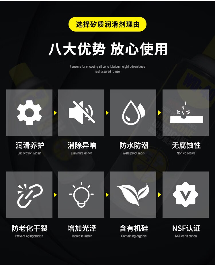 wd-40高效矽质润滑剂汽车摩托车发动机皮带异响塑料橡胶件wd40 养护