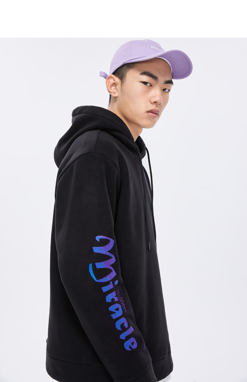 卡宾男装休闲连帽长袖卫衣秋冬新款中国风刺绣潮流荧光趣味h 漆黑11