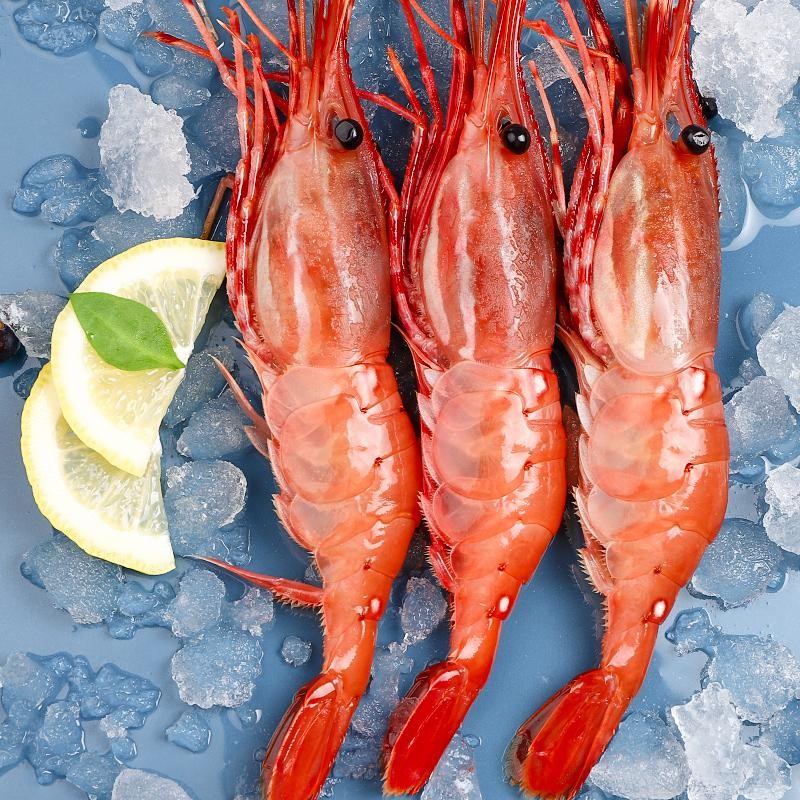 闽沃加拿大牡丹虾刺身2533只1000g盒超低温鲜活速冻虾类冰虾即食虾