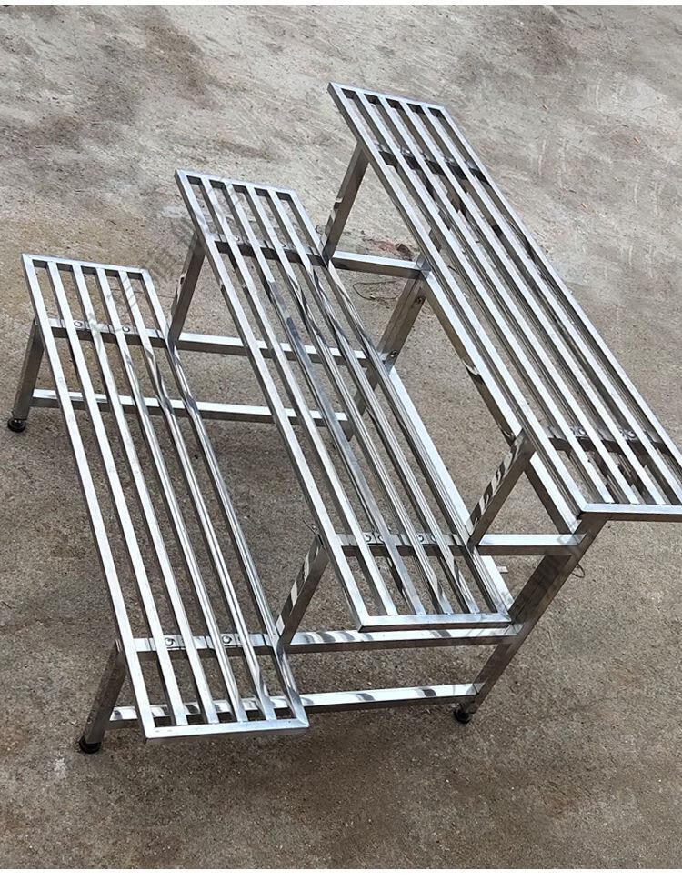 阳台大花盆室内室外多层花盆架落地绿萝置物花架加密款60cm三层不锈钢