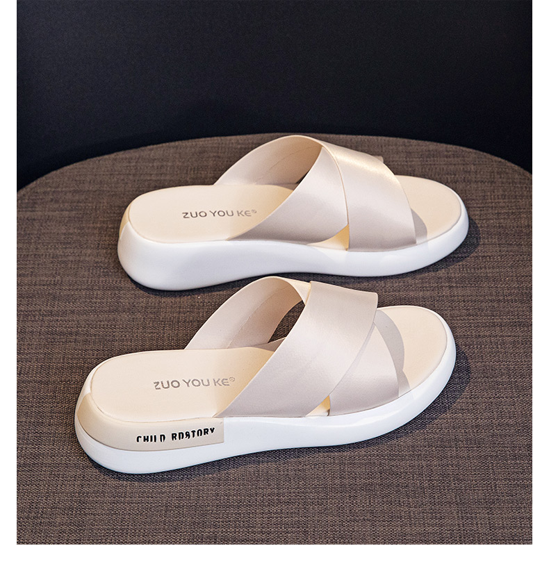 lidk夏季拖鞋女外穿时尚百搭ins潮网红同款防滑软底真皮夏款厚底女款